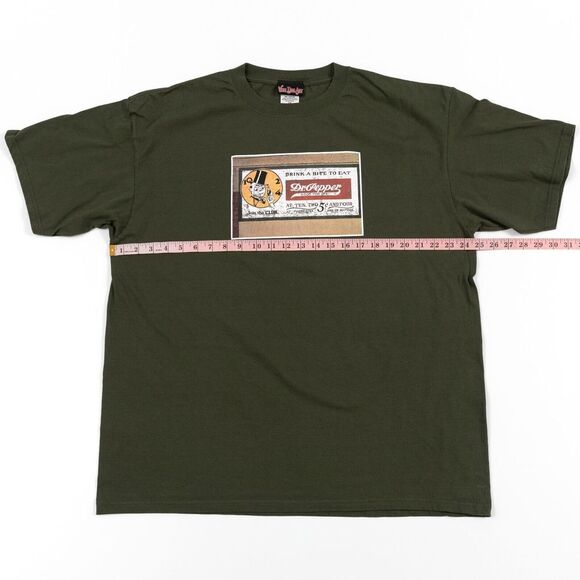 Vintage Dr Pepper Drink a Bite‎ to Eat T-Shirt 2XL Green Graphic Retro EUC - Picture 4 of 9